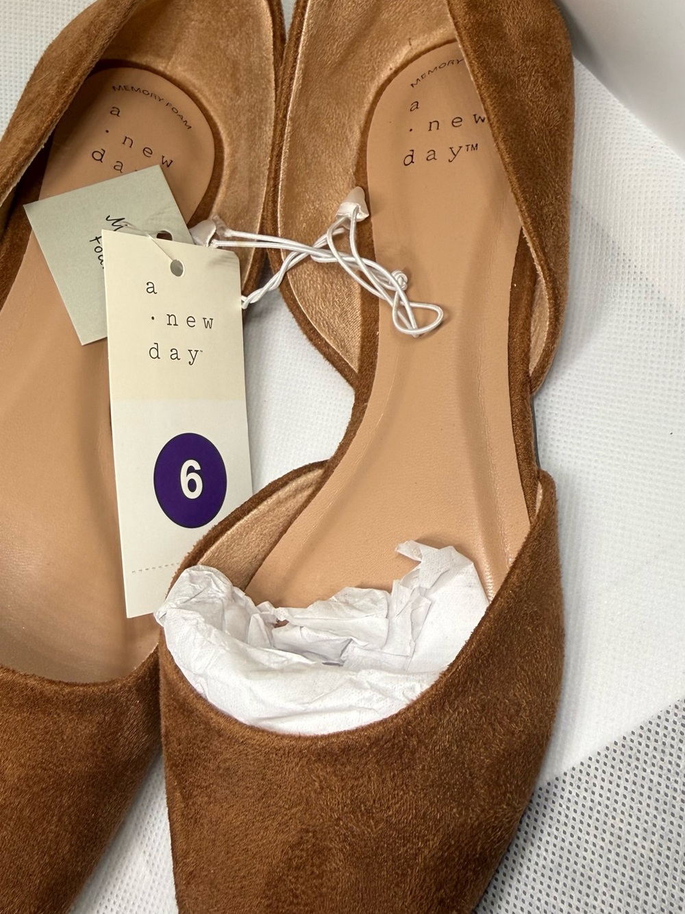 a new day Tan Suede Pointed D'Orsay Flats